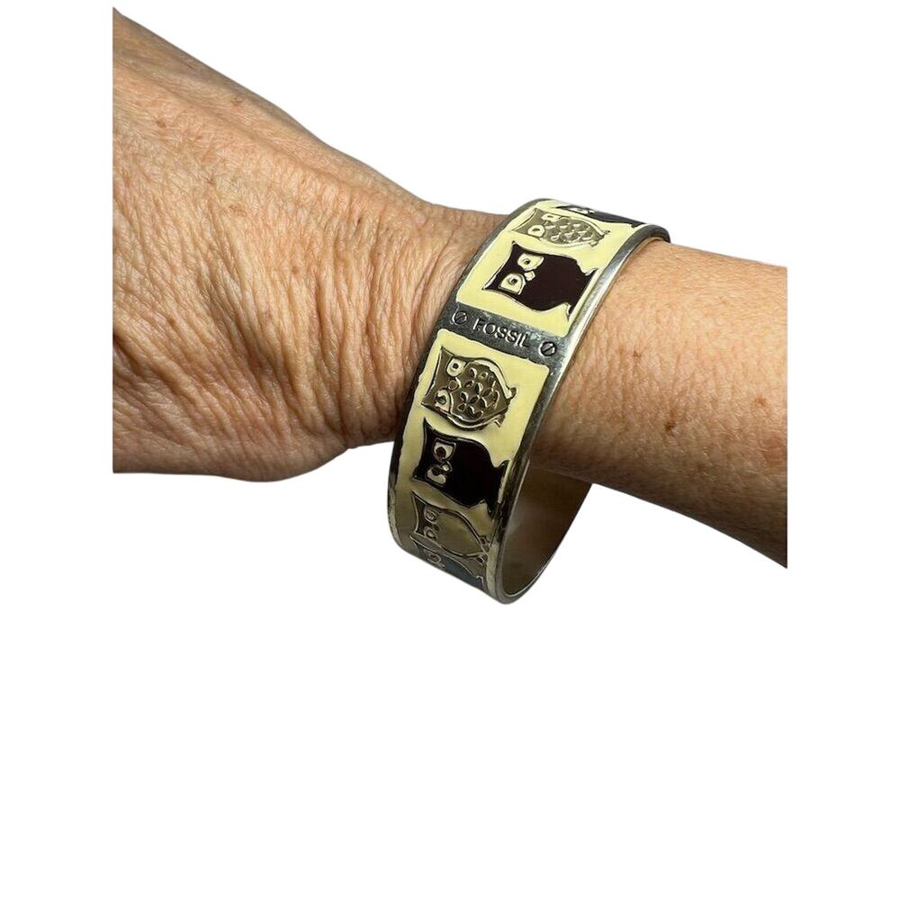 Fossil enameled Owl Bangle Bracelet Vintage